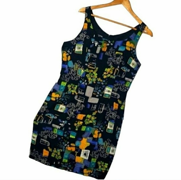 Vintage | Rabbit Designs abstract floral sheath dress 14 - Picture 1 of 6